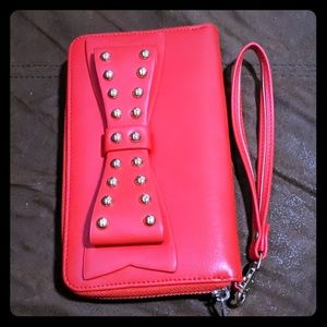 Aldo Red Studded Bow Clutch
